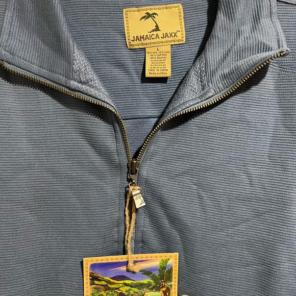 Jamaica Jaxx Men's Quarter Zip Up Blue Sweater - Picture 2 of 6
